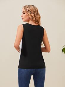 SHEIN Bezrękawniki Kieszeń Kolorowe bloki Casual