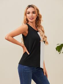 SHEIN Bezrękawniki Kieszeń Kolorowe bloki Casual