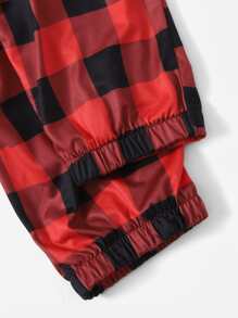 SHEIN Crop Tee With Gingham Print Pants Pajama Set - Multicolor - View 3