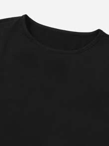 SHEIN Crop Tee With Gingham Print Pants Pajama Set - Multicolor - View 5