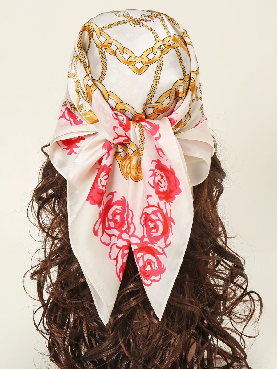 Chain & Floral Print Bandana - Multicolor - View 1