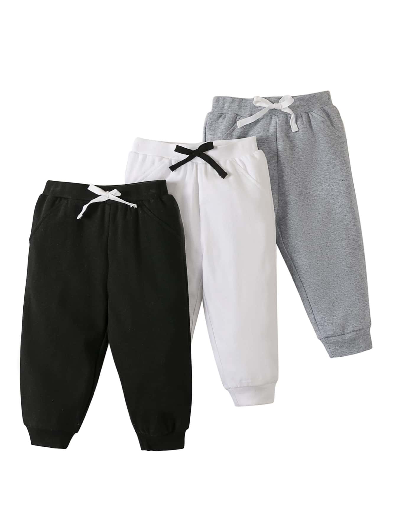 Bebé 3 piezas Pantalones deportivos con cordón delantero con bolsillos oblicuos - Multicolor - Ver 1