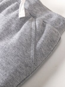 Bebé 3 piezas Pantalones deportivos con cordón delantero con bolsillos oblicuos - Multicolor - Ver 3