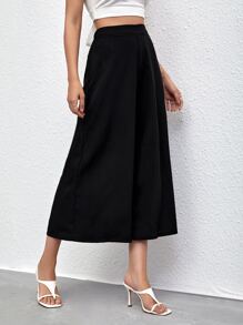 SHEIN Frenchy High Waist Wide Leg Trousers - Black - View 5