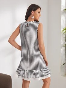 EMERY ROSE Vestido smock bajo con fruncido de rayas - Multicolor - Ver 2