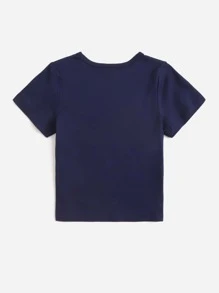 Toddler Boys Tropical Print Tee - Navy Blue - View 2