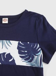 Toddler Boys Tropical Print Tee - Navy Blue - View 3