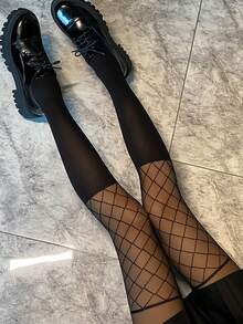 Quần tất in kẻ sọc - màu đen - Xem 6