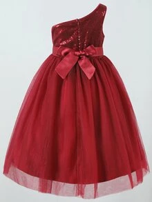 Trang phục tiệc cho cô gái Tương phản Mesh ghép mộng kim sa màu trơn Hấp dẫn - Màu Đỏ Sâu - Xem 2