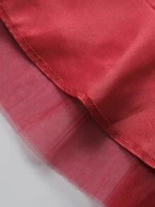 Trang phục tiệc cho cô gái Tương phản Mesh ghép mộng kim sa màu trơn Hấp dẫn - Màu Đỏ Sâu - Xem 8