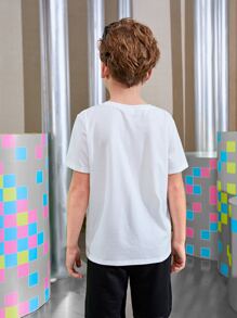 SHEIN Boys Gamepad and Letter Graphic Top & Shorts Set - Multicolor - View 4