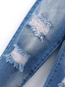 Toddler Boys Ripped Frayed Bleach Wash Jeans - Medium Wash - View 3