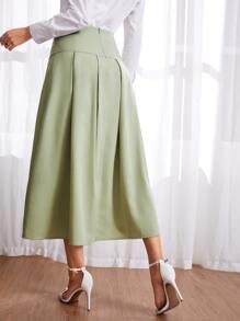 Mulvari High Waist Fold Pleated Skirt - Mint Green - View 2