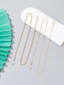 2入組金屬口罩鏈條 - 金色 - 查看 3