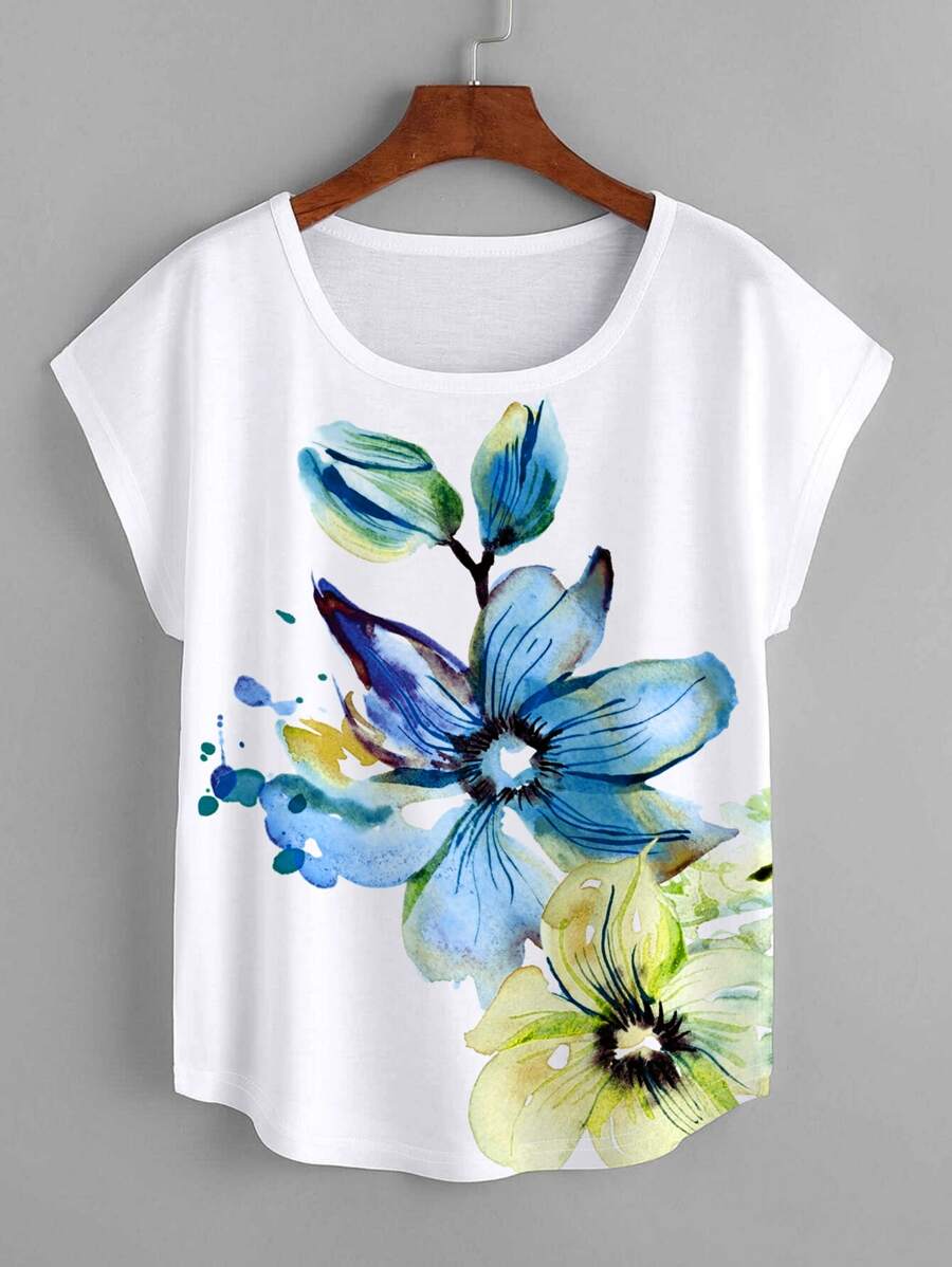 Áo thun nữ Hoa Giải trí - trắng - Xem 1