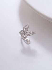 1入組水鑽蝴蝶裝飾耳夾銅首飾類 - 銀色 - 查看 2