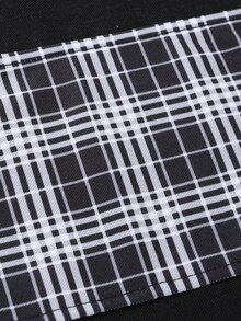 Manfinity Men Plaid Quarter Zipper Striped Trim Polo Shirt - Black - View 7