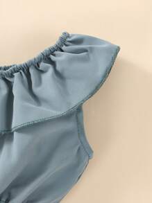 嬰兒不對稱領荷葉邊上衣和熱帶圖案紙袋腰蝴蝶結半身裙 - 彩色 - 查看 4