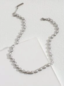 Faux Pearl Heart Decor vòng cổ - Bạc - Xem 1