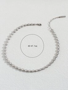 Faux Pearl Heart Decor vòng cổ - Bạc - Xem 3