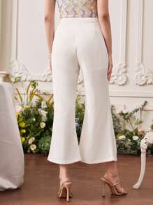 Modelyn Split Flared Leg Crop Pants - White - View 2