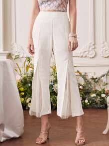 Modelyn Split Flared Leg Crop Pants - White - View 4