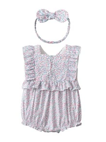 Bebé Body floral ribete con fruncido con diadema - Multicolor - Ver 2