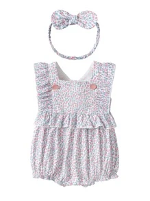 Bebé Body floral ribete con fruncido con diadema - Multicolor - Ver 3