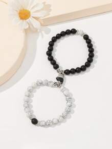2 cái Trái Tim Từ Tính Trang Trí Nội Thất Cặp Đôi Cườm Vòng Tay - Nhiều màu - Xem 2