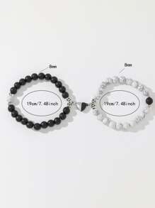 2 cái Trái Tim Từ Tính Trang Trí Nội Thất Cặp Đôi Cườm Vòng Tay - Nhiều màu - Xem 4