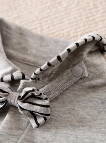 Yierying Baby Bow Front Striped Romper - Grey - View 3