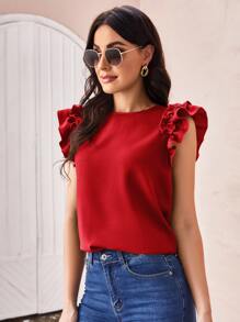 SHEIN Clasi 荷葉袖素色上衣