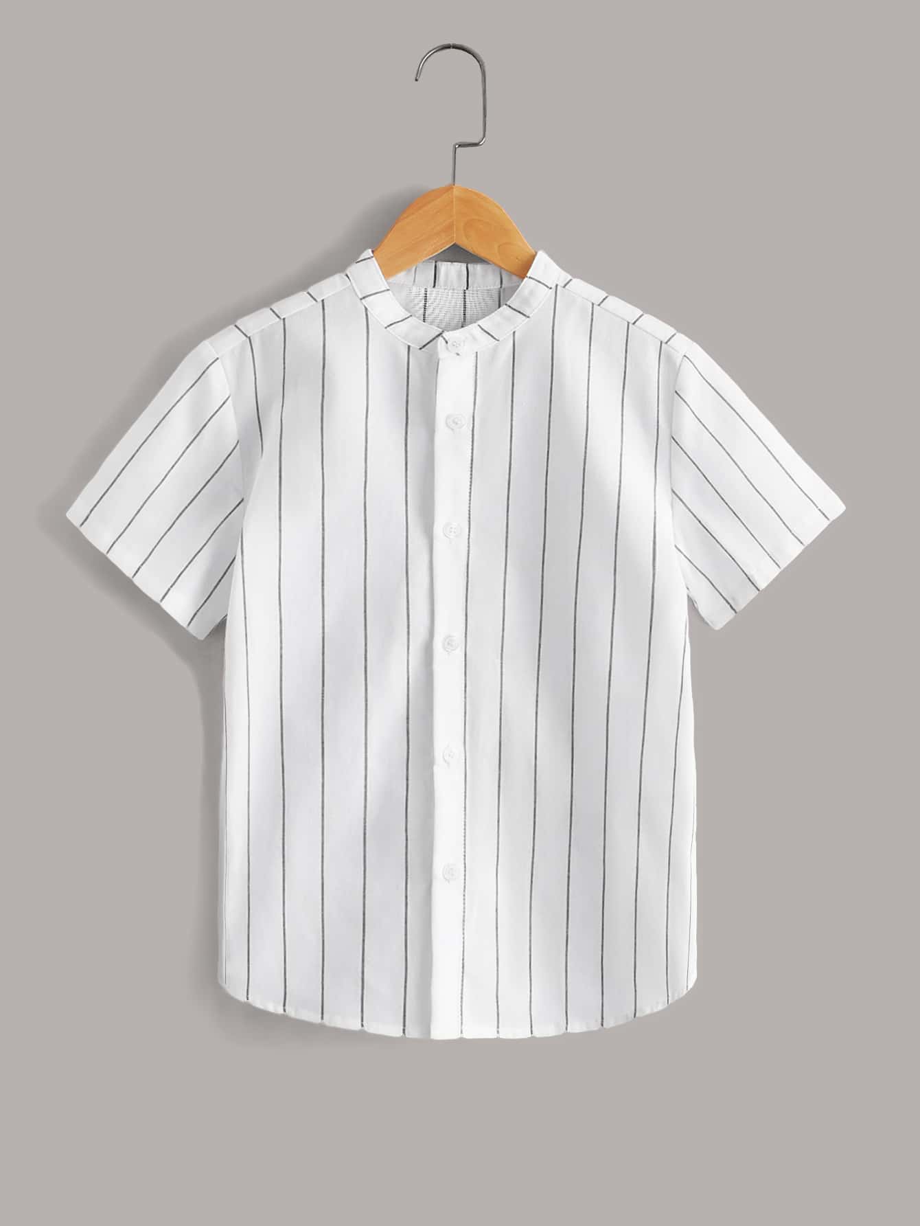 SHEIN Áo sơ mi Trai Nút phía trước Sọc Giải trí - trắng - Xem 1