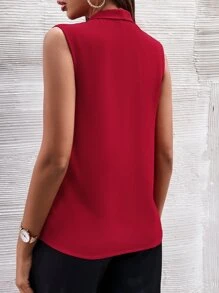 Chiquease Solid Press Crease Blouse - Burgundy - View 2