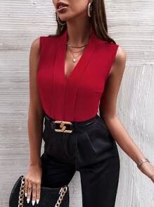 Chiquease Solid Press Crease Blouse - Burgundy - View 3