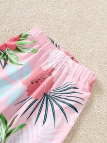 女孩一字肩襯衫和熱帶圖案喇叭褲 - 彩色 - 查看 5