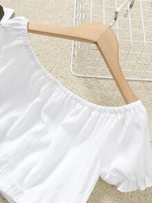 女孩褶邊袖口上衣和荷葉邊附腰帶短褲 - 彩色 - 查看 3