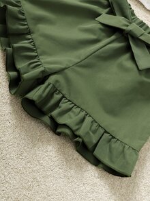 女孩褶邊袖口上衣和荷葉邊附腰帶短褲 - 彩色 - 查看 4