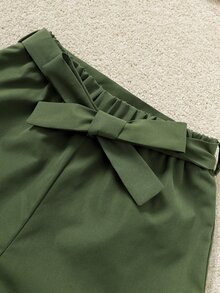 女孩褶邊袖口上衣和荷葉邊附腰帶短褲 - 彩色 - 查看 5