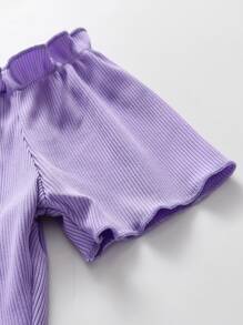 女孩一字肩木耳邊上衣和百褶半身裙 - 彩色 - 查看 6