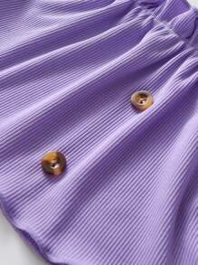 女孩一字肩木耳邊上衣和百褶半身裙 - 彩色 - 查看 9