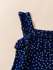 Đầm bé gái Xù Viên lá sen Chấm bi Dễ thương - Màu xanh hải quân - Xem 3