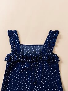 Đầm bé gái Xù Viên lá sen Chấm bi Dễ thương - Màu xanh hải quân - Xem 4