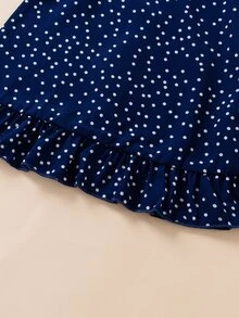 Đầm bé gái Xù Viên lá sen Chấm bi Dễ thương - Màu xanh hải quân - Xem 5