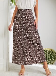 EMERY ROSE Váy nữ Dây kéo Nút giả Hình học Tất cả trên in Giải trí - Nhiều màu - Xem 1