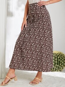 EMERY ROSE Váy nữ Dây kéo Nút giả Hình học Tất cả trên in Giải trí - Nhiều màu - Xem 3