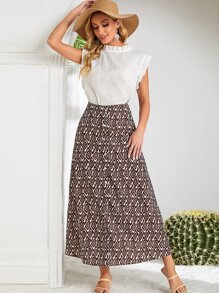 EMERY ROSE Váy nữ Dây kéo Nút giả Hình học Tất cả trên in Giải trí - Nhiều màu - Xem 5