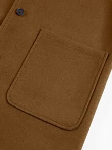Manfinity Mode Hombres Abrigo de cuello con solapa con parche con bolsillo