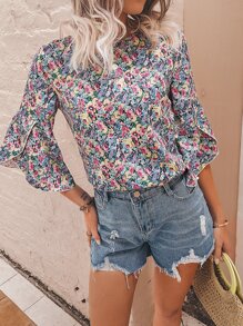 Áo sơ mi nữ Hoa Tất cả trên in Boho - Nhiều màu - Xem 3