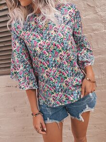 Áo sơ mi nữ Hoa Tất cả trên in Boho - Nhiều màu - Xem 4